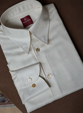 CM那不勒斯皇后桑蚕丝三步手工柔软尖领暗扣意式休闲男士衬衫320