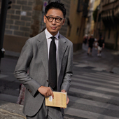 套装 CM那不勒斯皇后LP Solbiati鲨鱼灰强捻丝毛麻混纺全麻衬意式