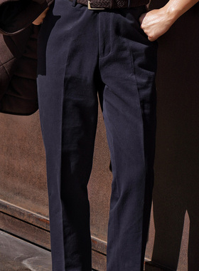 CM那不勒斯皇后藏青色匹马棉四季西裤意式中高腰休闲长裤233