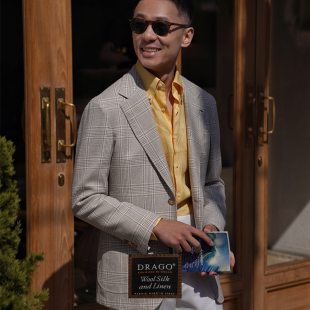 CM那不勒斯皇后意大利Drago米白亲王格丝麻毛混纺全麻衬单西261