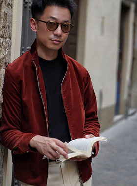 CM那不勒斯皇后LP Solbiati 焦糖橙红全棉灯芯绒立领Bomber夹克