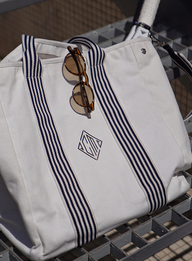 CM那不勒斯皇后本白重磅棉男女休闲骑行旅行帆布手提托特包