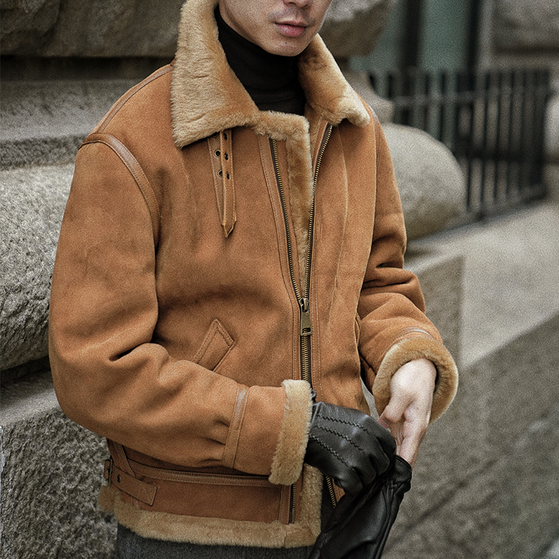 CM美利奴皮毛一体秋冬立领夹克