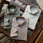 372 CM那不勒斯皇后亚麻原色 369 衬衫 371 浅橙 橄榄绿亚麻亚男士