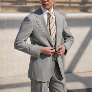 CM那不勒斯皇后意大利TALLIA米灰色强捻全羊毛意式 666 商务套装