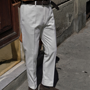 中高腰休闲长裤 意式 西裤 CARMURAT那不勒斯本白色匹马棉四季