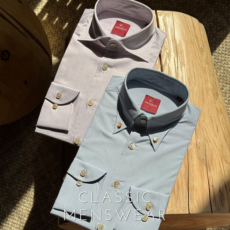 CM那不勒斯皇后Albini/Monti 意产丝棉混纺三步手工衬衫系列37/30