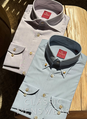 CM那不勒斯皇后Albini/Monti 意产丝棉混纺三步手工衬衫系列37/30