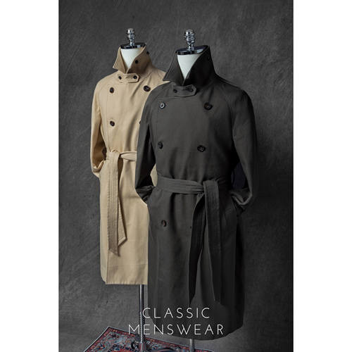 CM那不勒斯皇后橄榄色/卡其色全棉骑兵呢巴尔玛肯腰带风衣236/234