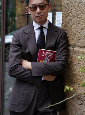 CM那不勒斯皇后英产Scabal Vintage烟草棕强捻全羊毛西装套装504