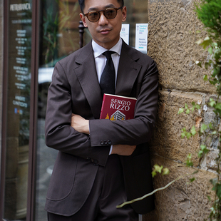 CM那不勒斯皇后英产Scabal Vintage烟草棕强捻全羊毛西装套装504