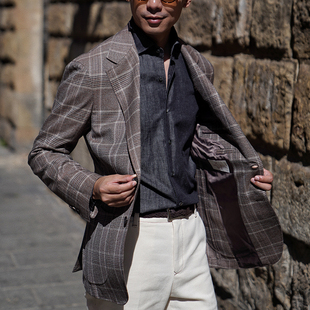 CM那不勒斯皇后意大利Drago cortina130支大地色窗格西服单西371