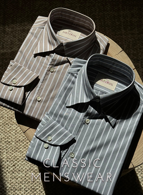 CM那不勒斯皇后深卡其/中灰色条纹特细Open weave休闲衬衫438/437