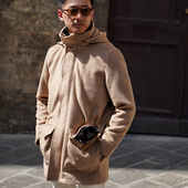 CM那不勒斯皇后正驼色羊毛羊绒混纺派克中长款 男士 派克风衣155