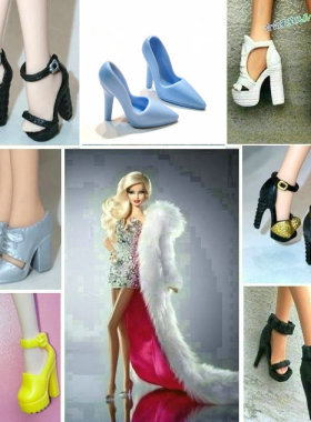 女孩玩具换装芭芘娃娃服装配件珍藏版ST复刻超模FR可穿高跟鞋凉鞋