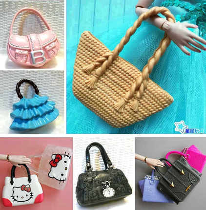 女孩玩具娃娃服装配件芭芘超模丽佳小布可儿用斜挎背包手拎包胶包