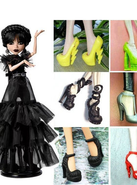 新款老版monster high怪高童话高中娃娃玩具服装配件高跟鞋高筒靴