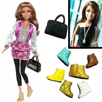 正散货芭芘娃娃鞋子时尚达人Barbie Style Nikki Doll内增高帮鞋