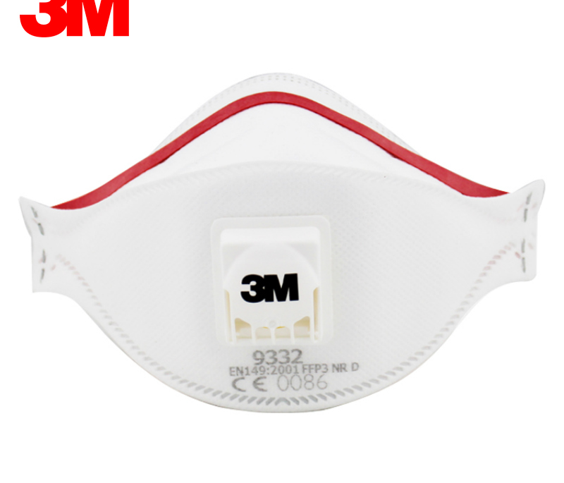 3m 9332a ffp3高级别折叠式防尘口罩防液体喷溅防雾带阀容易呼吸