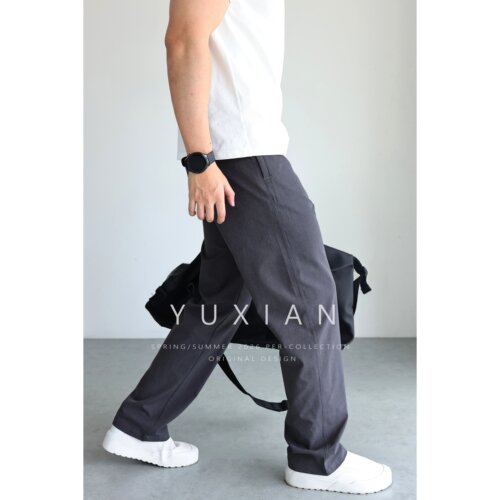 YUXIAN方格高弹速干休闲直筒长裤