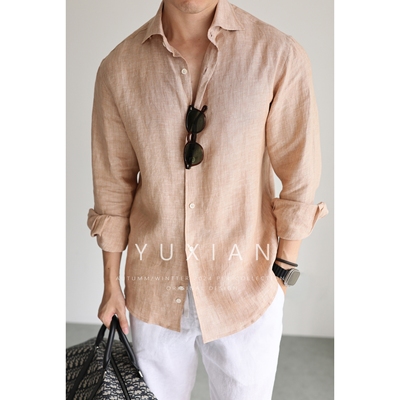【双色亚麻】天然透气亚麻衬衫夏
