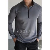 YUXIAN轻量化半拉链运动健身长袖 速干T恤透气弹力跑步训练服春秋