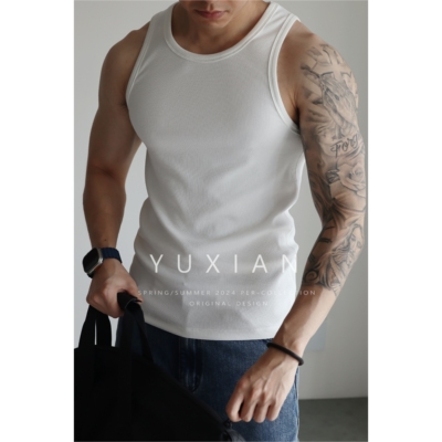 YUXIAN修身春夏弹力纯棉背心