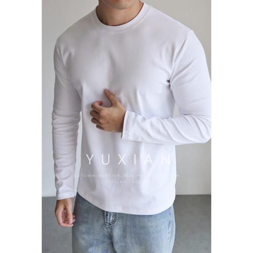 YUXIAN100%超柔棉纯棉长袖T恤男