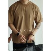 T恤男士 日系重磅300克双纱全棉宽松纯色短袖 春夏季 三本针缝制