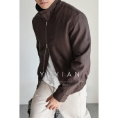 男士 鱼骨纹老钱外套翻领夹克休闲商务长袖 意式 春秋季 天丝亚麻