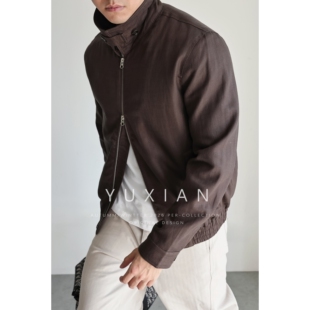 【天丝亚麻】意式鱼骨纹老钱外套翻领夹克休闲商务长袖男士春秋季