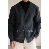 秋冬季 YUXIAN轻盈空气感双面棉质顺滑单排扣卫衣开衫 日系外套男士