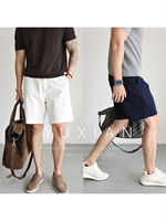 YUXIAN Italian 100% combed cotton shorts for casual business, semi-elastic breathable and moisture-absorbent solid color, 5-inch pants for spring and summer thumbnail 4