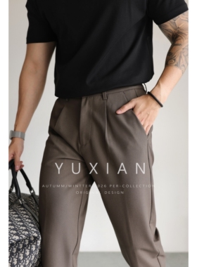 YUXIAN全能硬核易打理抗皱休闲商务西裤长裤修身直筒男士夏四季款