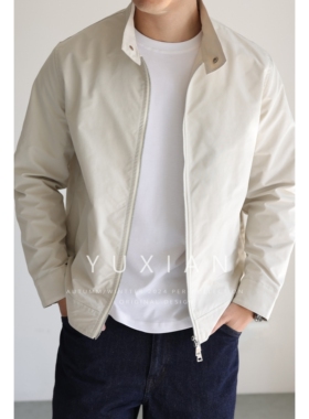 YUXIAN薄款轻量化暗格纹美式哈灵顿G9夹克男士外套复古通勤春秋季