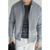 YUXIAN运动双面泡泡肌理立领拉链外套健身棉质休闲速干长袖 卫衣男