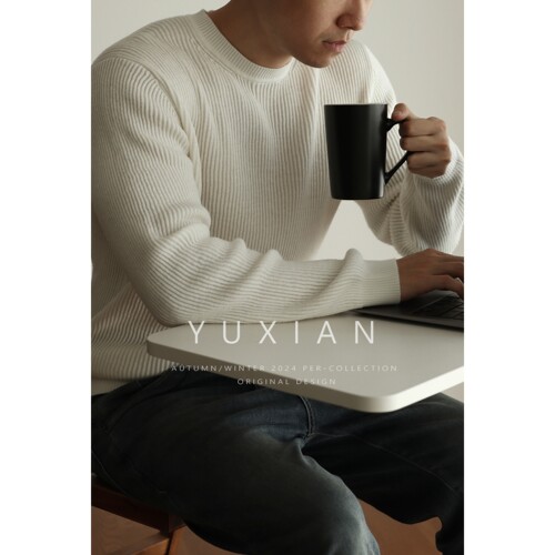 YUXIAN套头羊毛混纺圆领毛衣针织