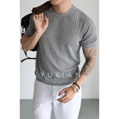 【天丝亚麻】意式透气针织短袖男