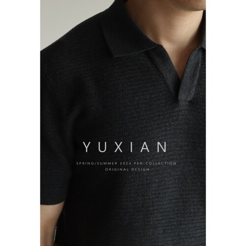 YUXIAN春夏短袖复古纯棉针织短袖