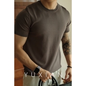 YUXIAN余闲日本ELITE冰丝圆领针织纯色短袖 T恤圆领纯色打底春夏季