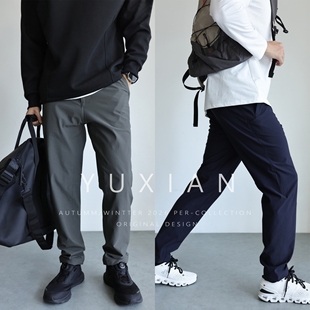 男秋冬 防风四面弹抗皱运动户外半松紧直筒长裤 7A抑菌无缝压胶