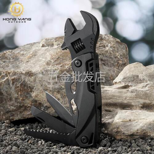 户外露营多功能扳手钳多用活动扳手折叠刀锯EDC扳手组合工具
