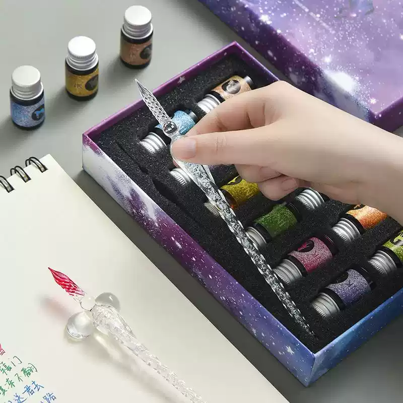 水晶钻笔星空玻璃笔蘸水钢笔古风
