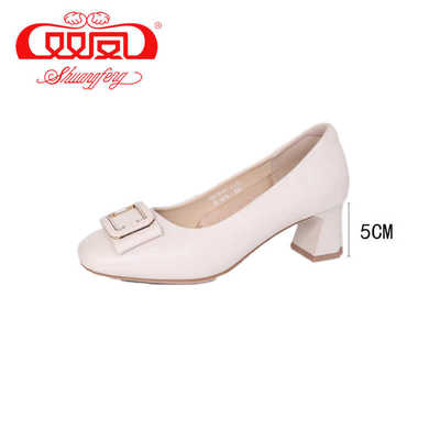 【买一赠五】双凤2024秋季新款牛皮粗跟软底百搭女鞋72A-3631