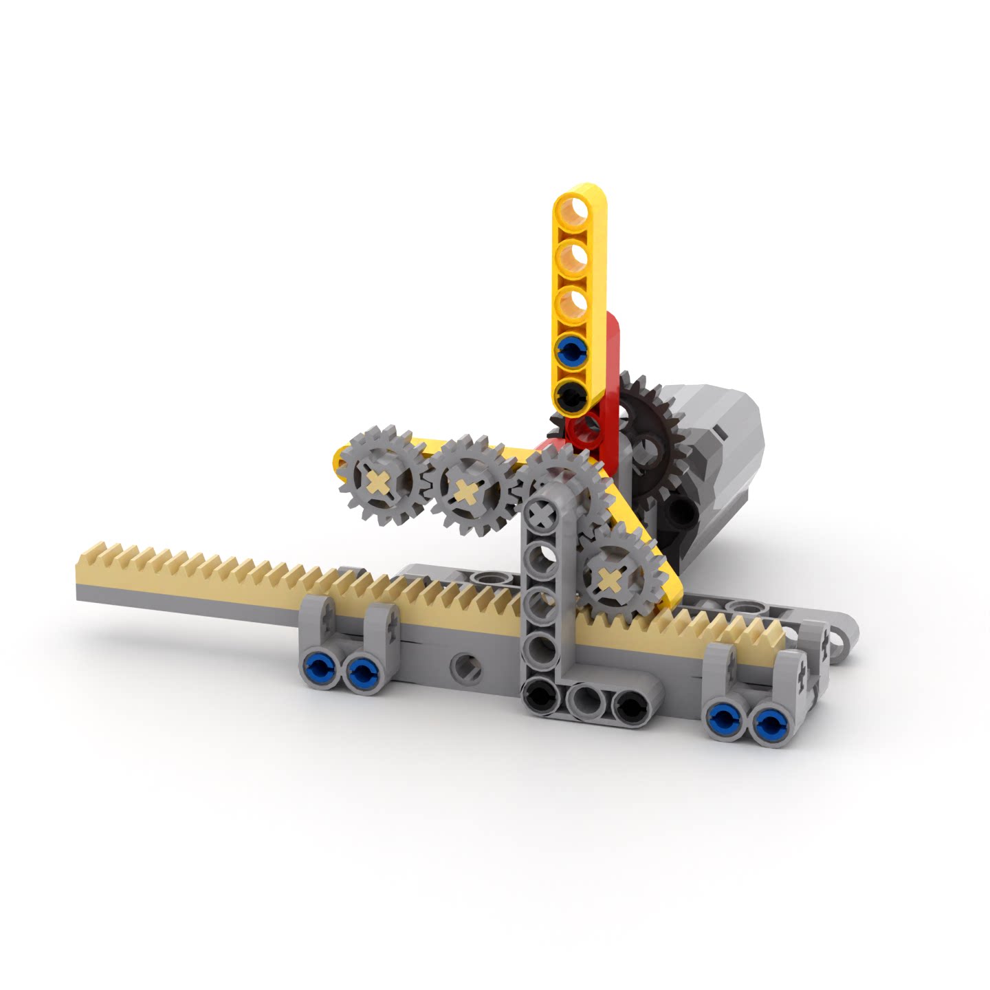 小小工程师国产积木小颗粒科技齿轮机械模型拼装齿条换向机构套装