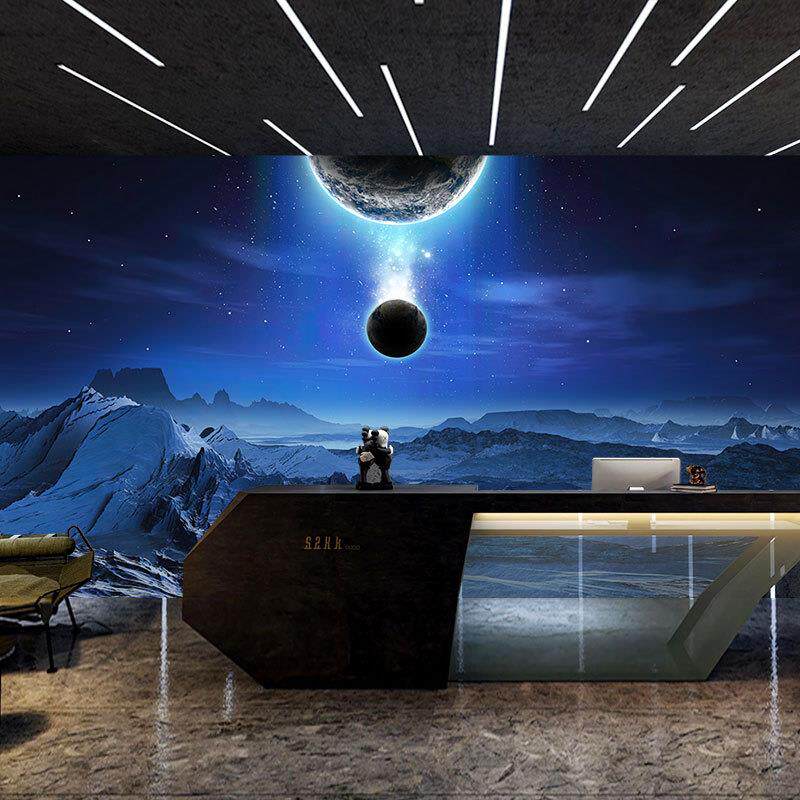星空夜空壁纸外太空宇宙星球主题房间墙纸科幻风壁画酒吧背景墙布