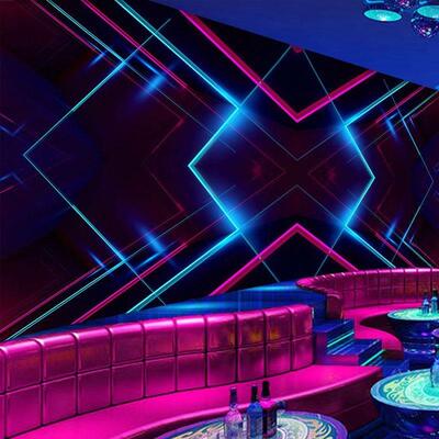 &nbsp;3d科技感墙纸仿发光酒吧ktv房间包厢墙面装修壁画网吧电竞