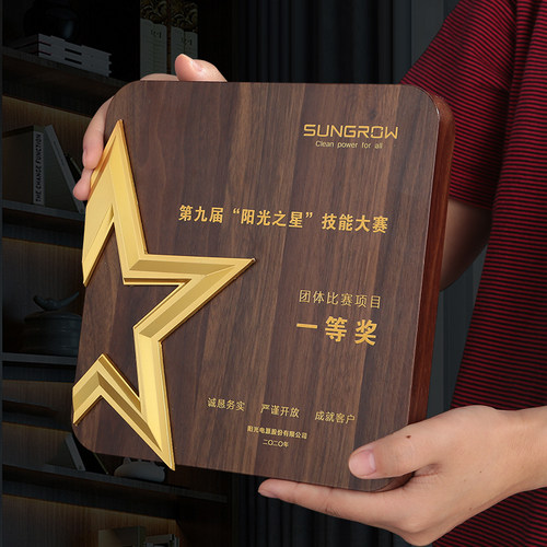 金属五角星胡桃仿木奖牌制定授权