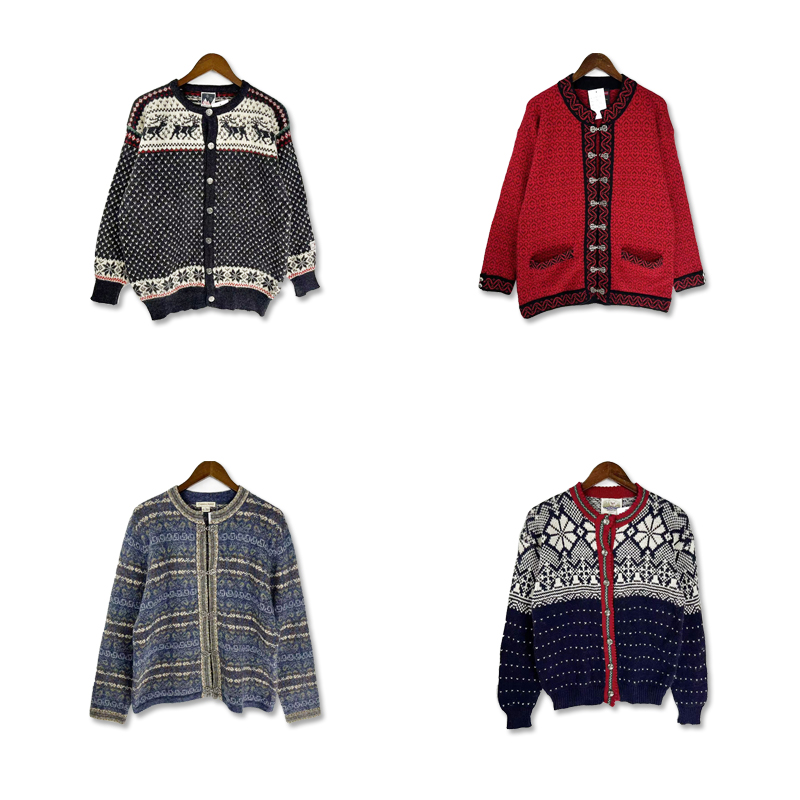 vintage古着纯羊毛粗线厚实手工编织毛衣保暖厚实麻花毛衣外套M7