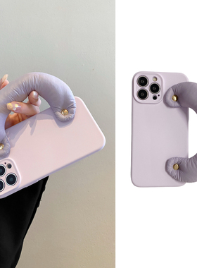 高级感香芋紫色充棉手腕带适用华为nova12Pro手机壳9小众荣耀200保护套100简约70个性60秋冬50pro气质全包软